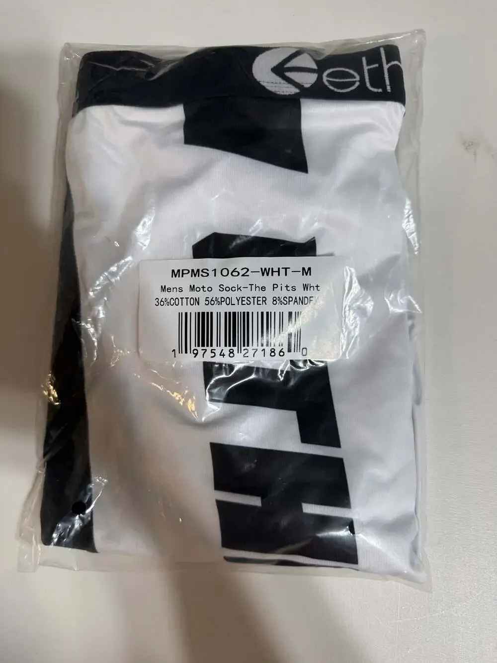 Ethika Mens Moto Sock The Pits Size M White
